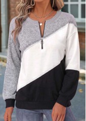 Rotita Langarm-Sweatshirt mit geometrischem Muster und Bauchbedeckung