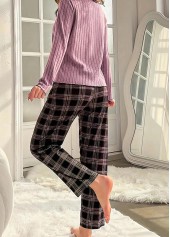 Dusty Purple loungewear,Contrast Color loungewear,Dusty Purple Scoop Neck Lounge Top and Pants