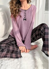 Dusty Purple Scoop Neck Lounge Top and Pants