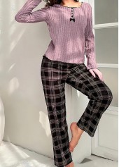 Dusty Purple loungewear,Contrast Color loungewear,Dusty Purple Scoop Neck Lounge Top and Pants