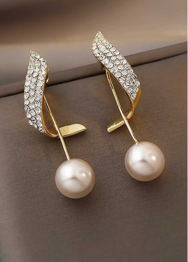 White jewelry,Asymmetrical White Pearl Design Alloy Earrings