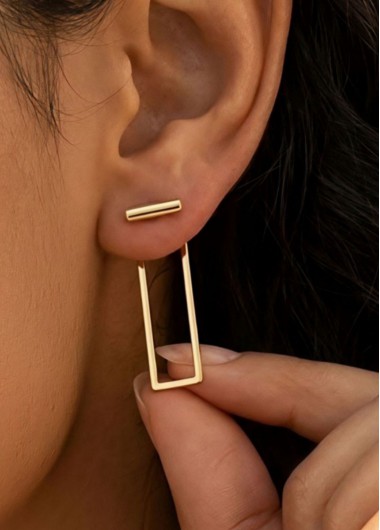 Golden jewelry,Rectangle Golden Alloy Earring for Women Fashion