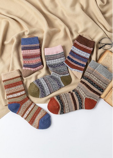 Multi Color accessories,Chevron accessories,Chevron Print Multi Color Mid Calf Socks