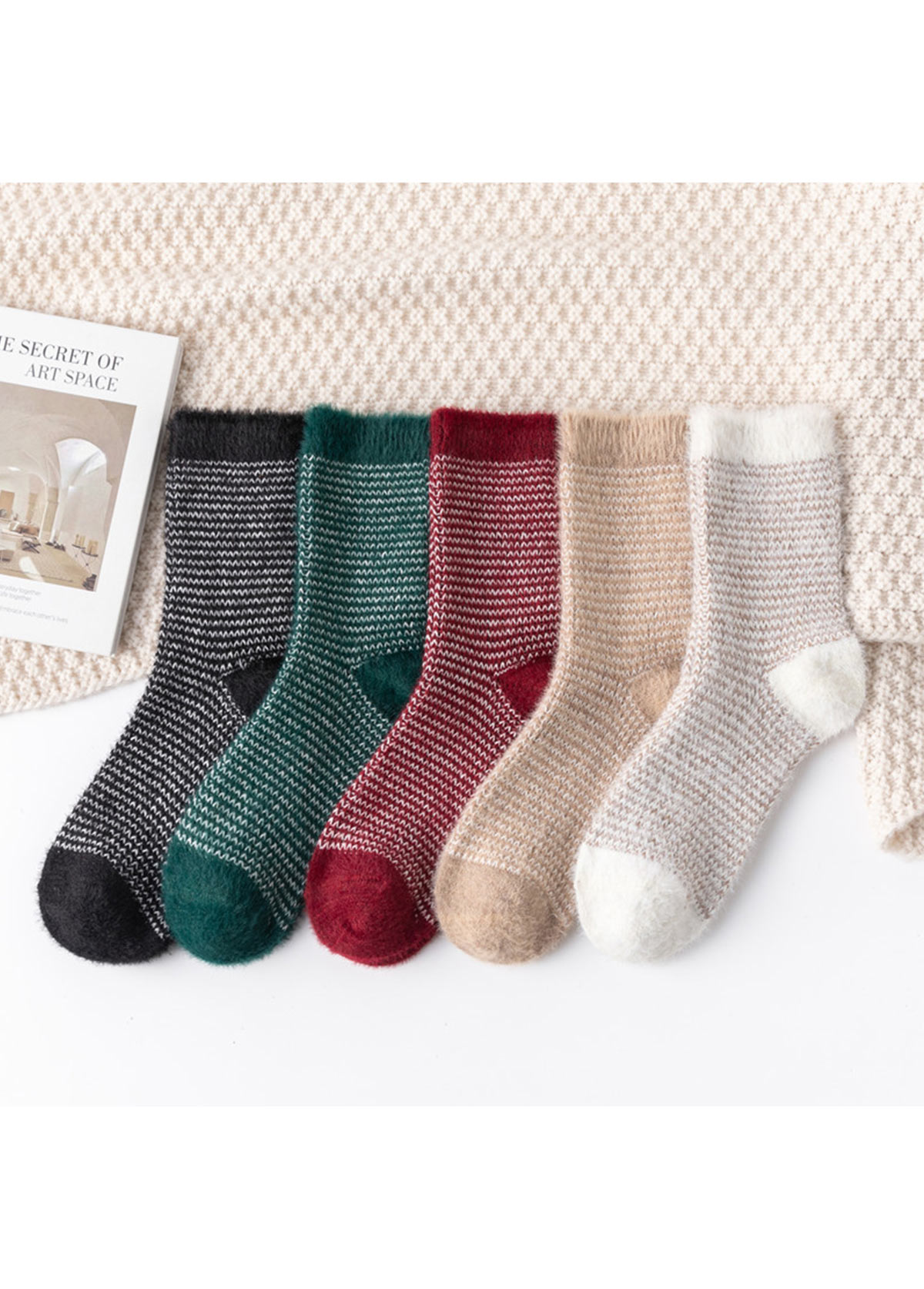 Multi Color accessories,Striped accessories,Geometric accessories,Striped Multi Color Mid Calf Socks
