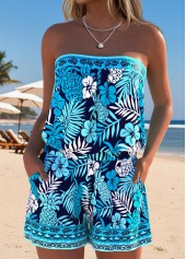 ROTITA Navy Ruched Floral Print One Piece Swimwear