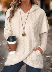 Rotita Fake 2in1 Beige Langarm-Kapuzenpullover