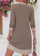 Gray Brown dresses,Plain Color dresses,Everyday dresses,Casual dresses,ROTITA Gray Brown Tummy Coverage Short Round Neck Dress