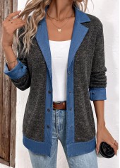 Tummy Coverage Black Lapel Long Sleeve Coat