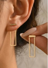 Boucles d'oreilles rectangulaires en alliage doré pour femme style tendance