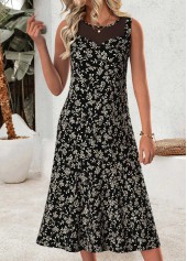 Black dresses,Ditsy Floral dresses,Everyday dresses,Casual dresses,ROTITA Black Ditsy Floral Print Two-piece Dress and Cardigan