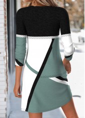 Sage Green dresses,Geometric dresses,Everyday dresses,Casual dresses,ROTITA Sage Green Geometric Print Tummy Coverage Short Dress