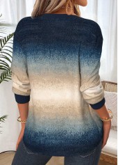 Multi Color tops,Ombre tops,ROTITA Tummy Coverage Ombre Multi Color Split Neck Sweatshirt