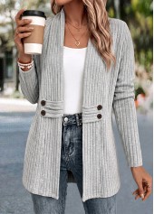 ROTITA Button Light Grey Long Sleeve Coat