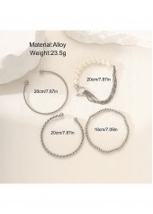 Silvery White jewelry,Round Design Silvery White Alloy Bracelets Set