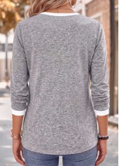 Light Grey Marl tops,Contrast Color tops,ROTITA Fake 2in1 Light Grey Marl Scoop Neck T Shirt