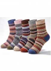 Chevron Print Multi Color Mid Calf Socks