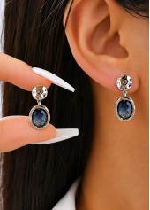 boucle d'oreille ovale en alliage bleu poudré