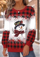 Rotita Weihnachts-Sweatshirt mit Bauchbedeckung rotem Rundhalsausschnitt und langen Ärmeln