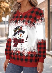 Red tops,Christmas tops,ROTITA Christmas Tummy Coverage Red Round Neck Long Sleeve Sweatshirt
