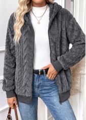 Tummy Coverage Dark Grey Hooded Long Sleeve Coat