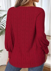 Deep Red tops,Plain Color tops,ROTITA Lace Up Deep Red V Neck T Shirt