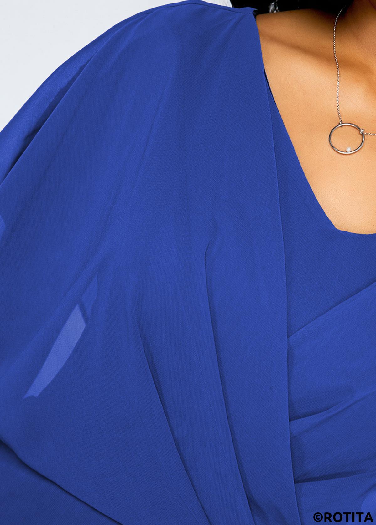 Dusty Blue dresses,Plain Color dresses,Everyday dresses,Casual dresses,ROTITA V Neck Short Sleeve Dusty Blue Dress