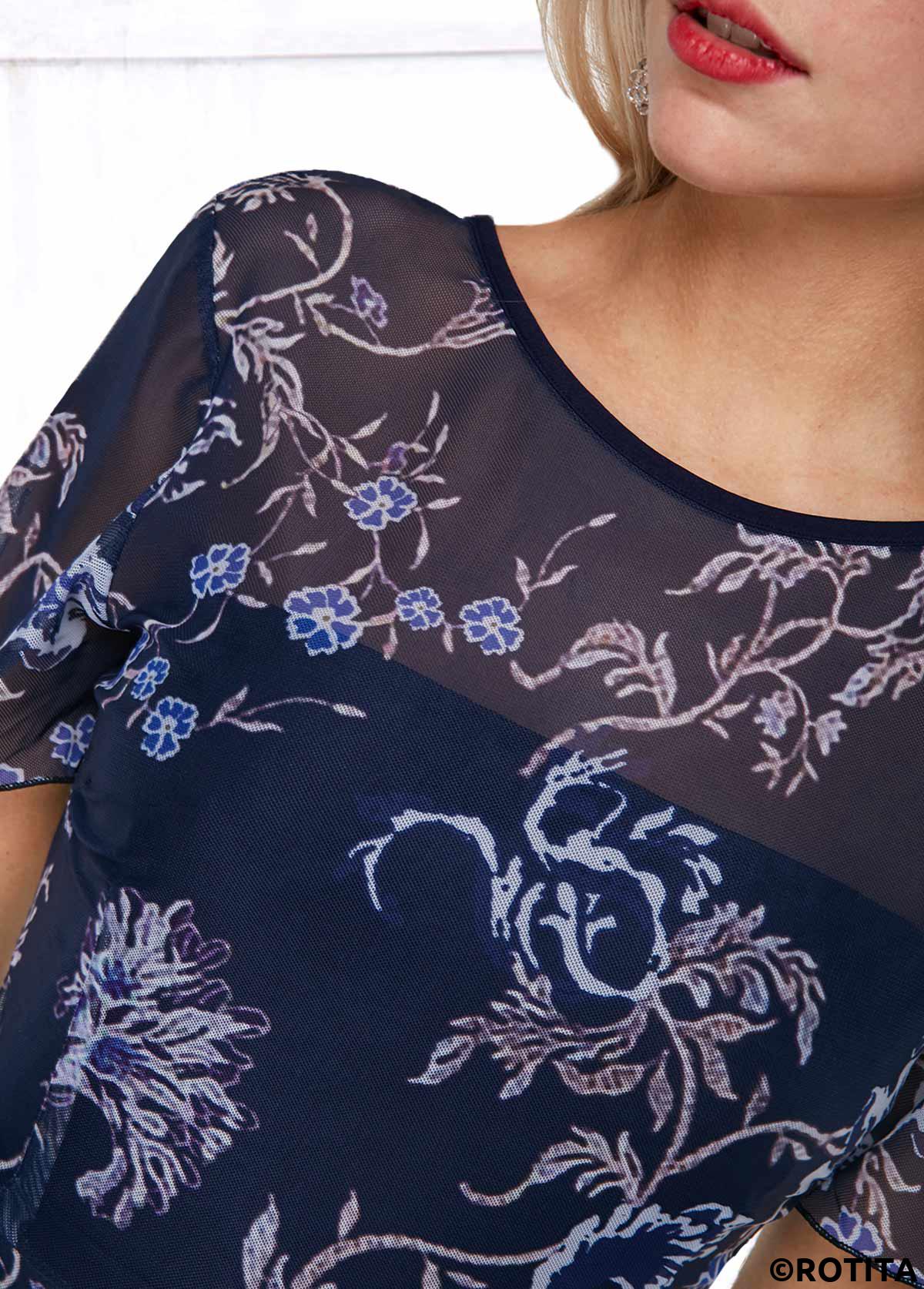 Floral dresses,Everyday dresses,Casual dresses,ROTITA V Back Round Neck Flower Print Dress