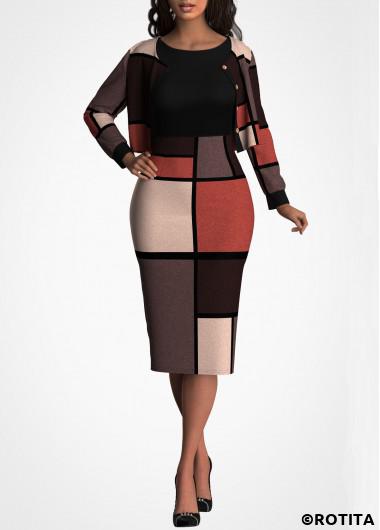ROTITA Contrast Long Sleeve Cardigan and Dress Rotita USD 41.98