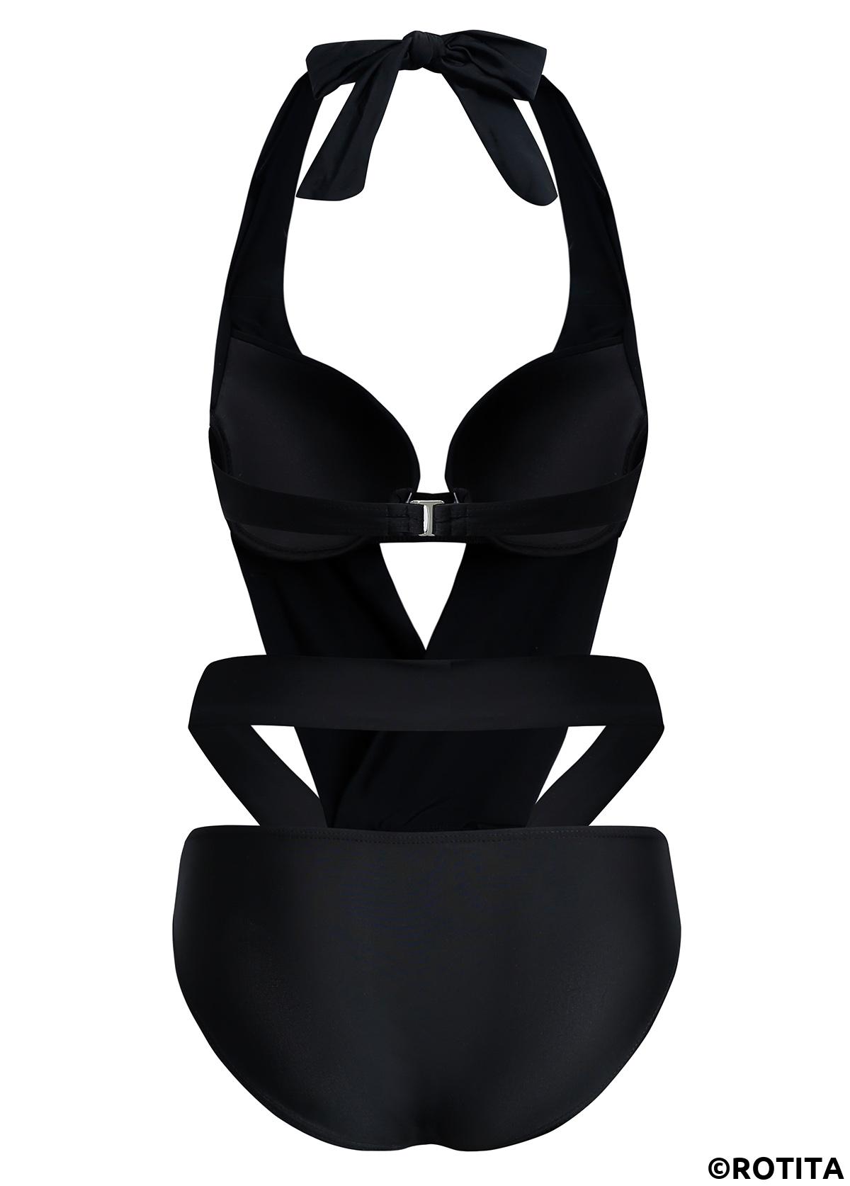 ROTITA Cutout Detail Halter One Piece Swimwear