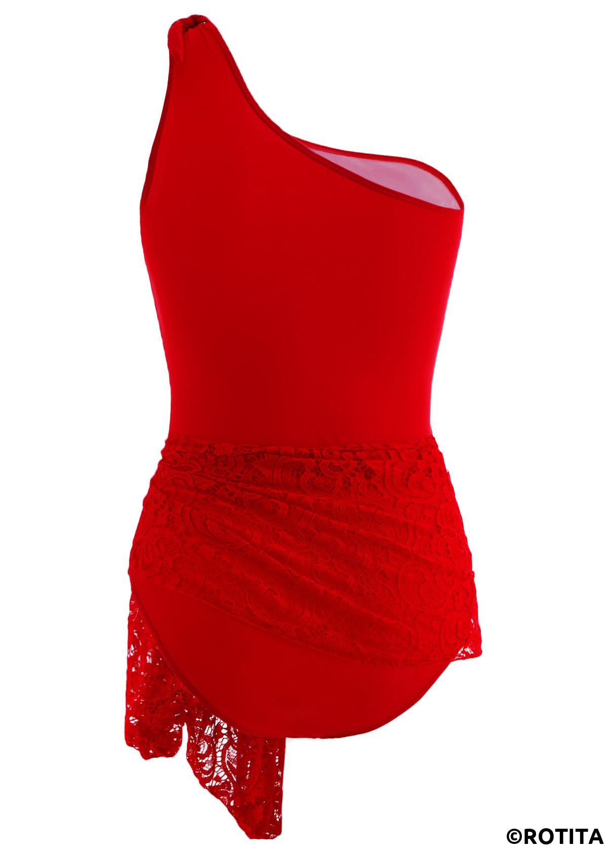 Einteiliges Rotita-Badekleid mit Schnürung vorne und Spitzennähten