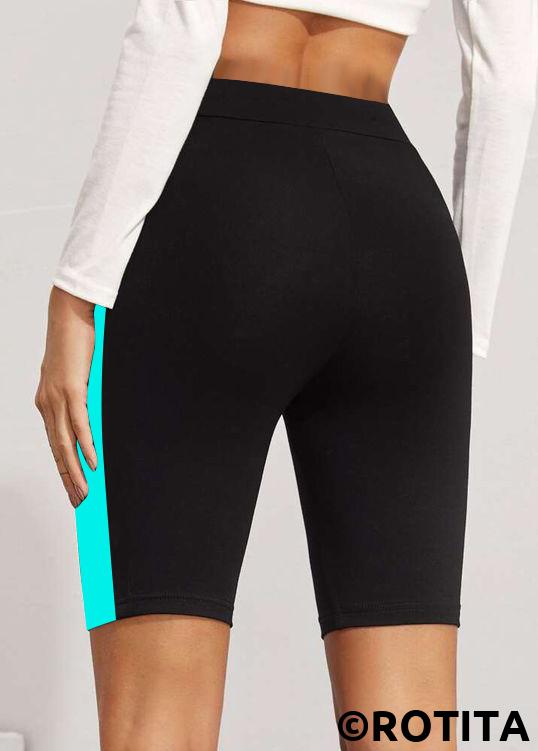 Multi Color swimwear,Contrast Color swimwear,ROTITA Mid Waist Color Block Skinny Swim Shorts