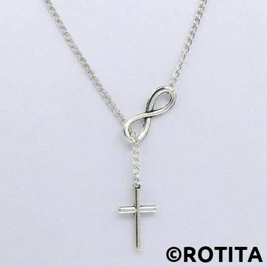Silvery White jewelry,Metal Detail Silver Cross Pendant Necklace