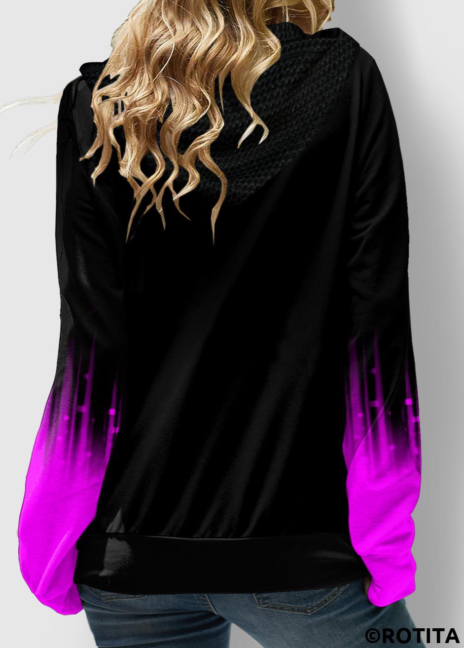 Purple tops,Ombre tops,ROTITA Long Sleeve Ombre Quarter Zip Hoodie