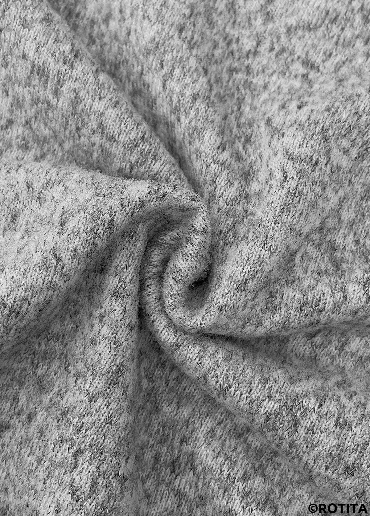 T-shirt à manches longues gris clair à boutons décoratifs Rotita