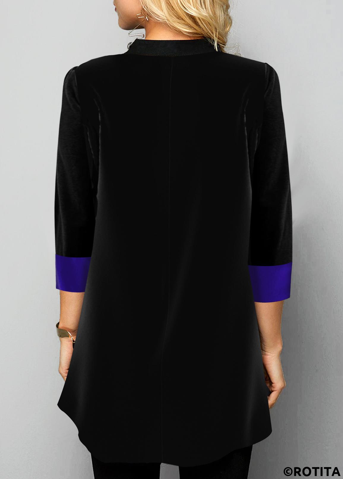 Purple tops,Plain Color tops,ROTITA Purple Velvet Burnout Split Neck Blouse