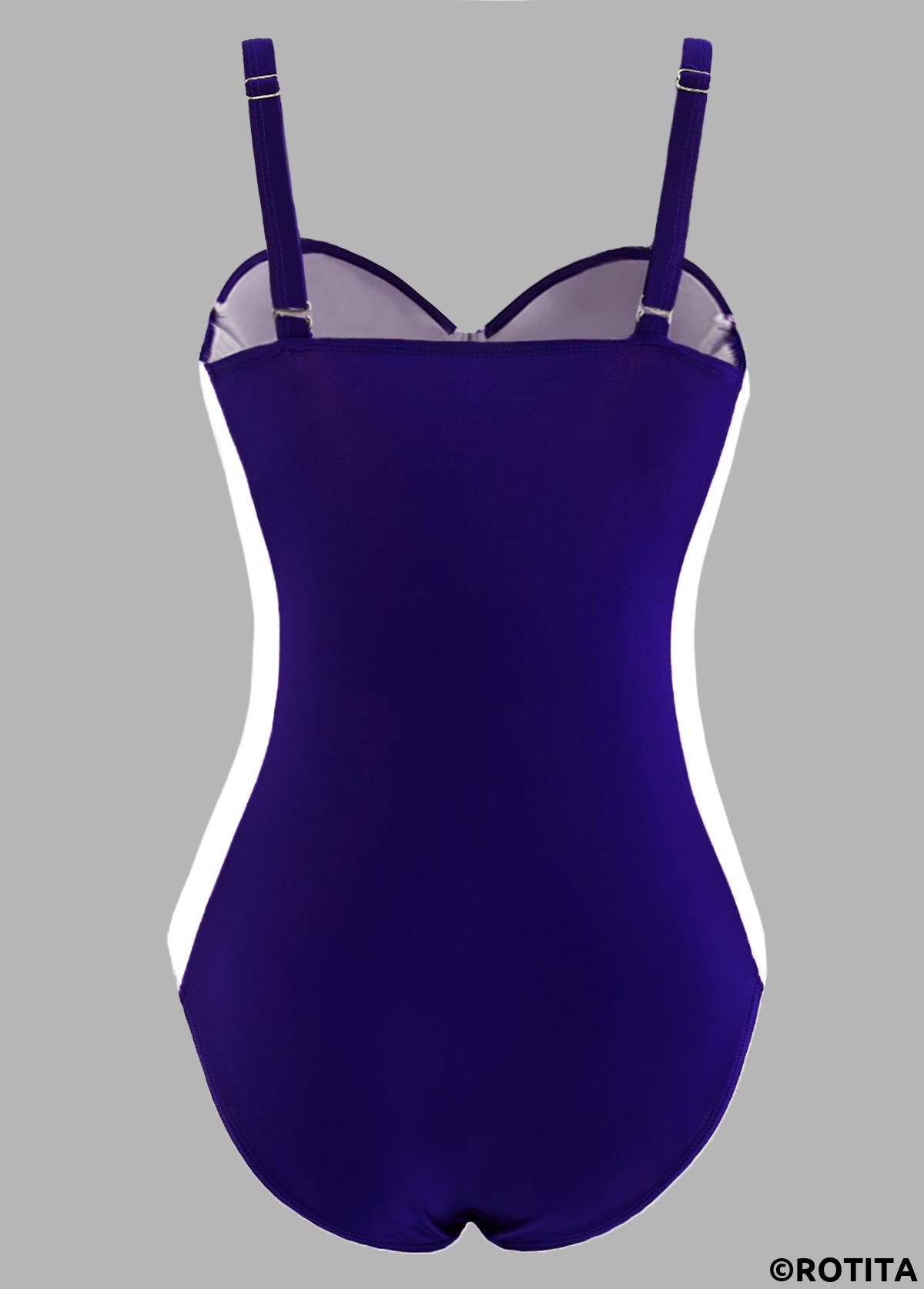 Contrast Color swimwear,ROTITA Color Block Spaghetti Strap One Piece Swimwear
