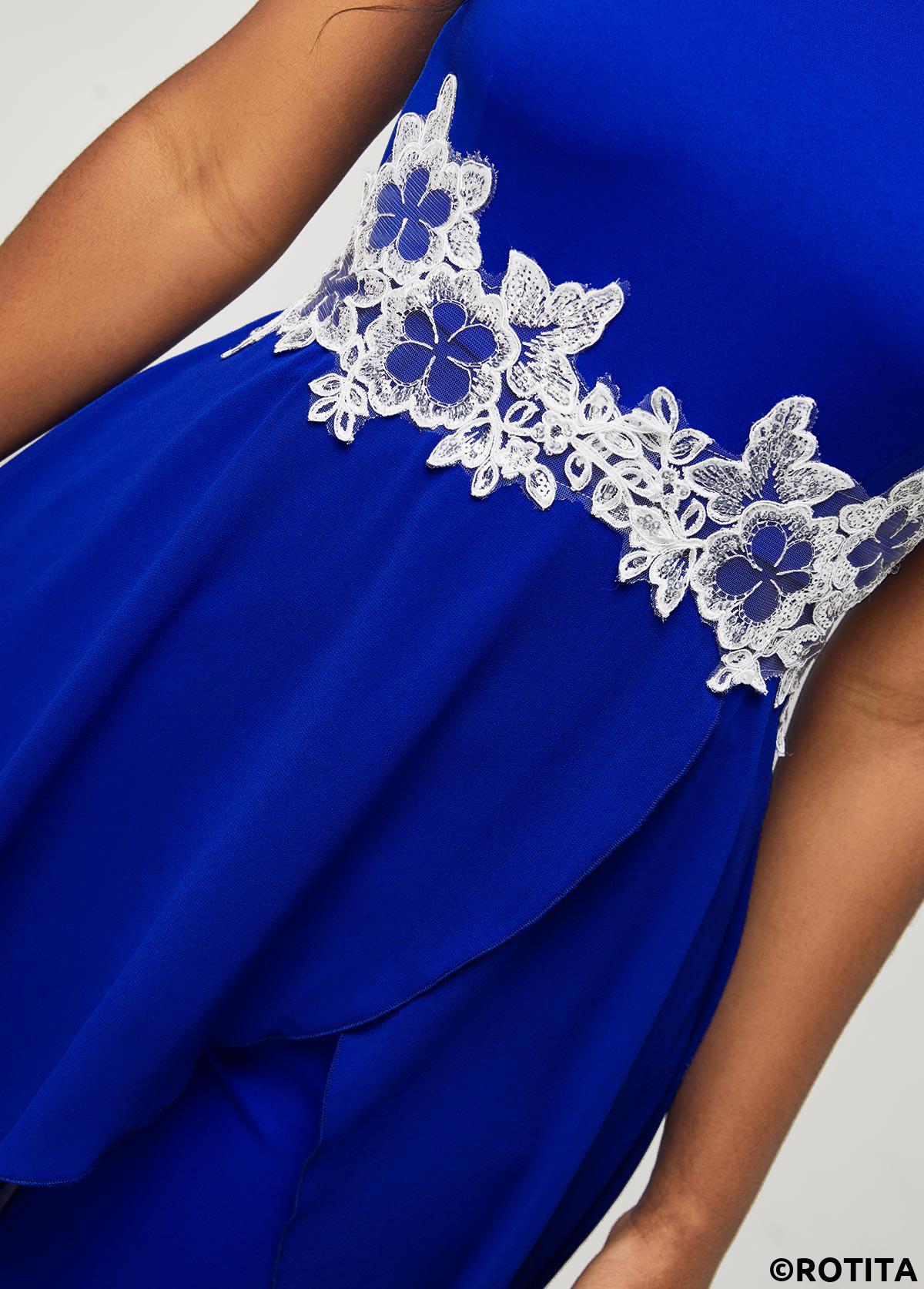 Royal Blue jumpsuits&rompers,Plain Color jumpsuits&rompers,ROTITA Lace Royal Blue Ankle Length Skinny Scoop Neck Jumpsuit