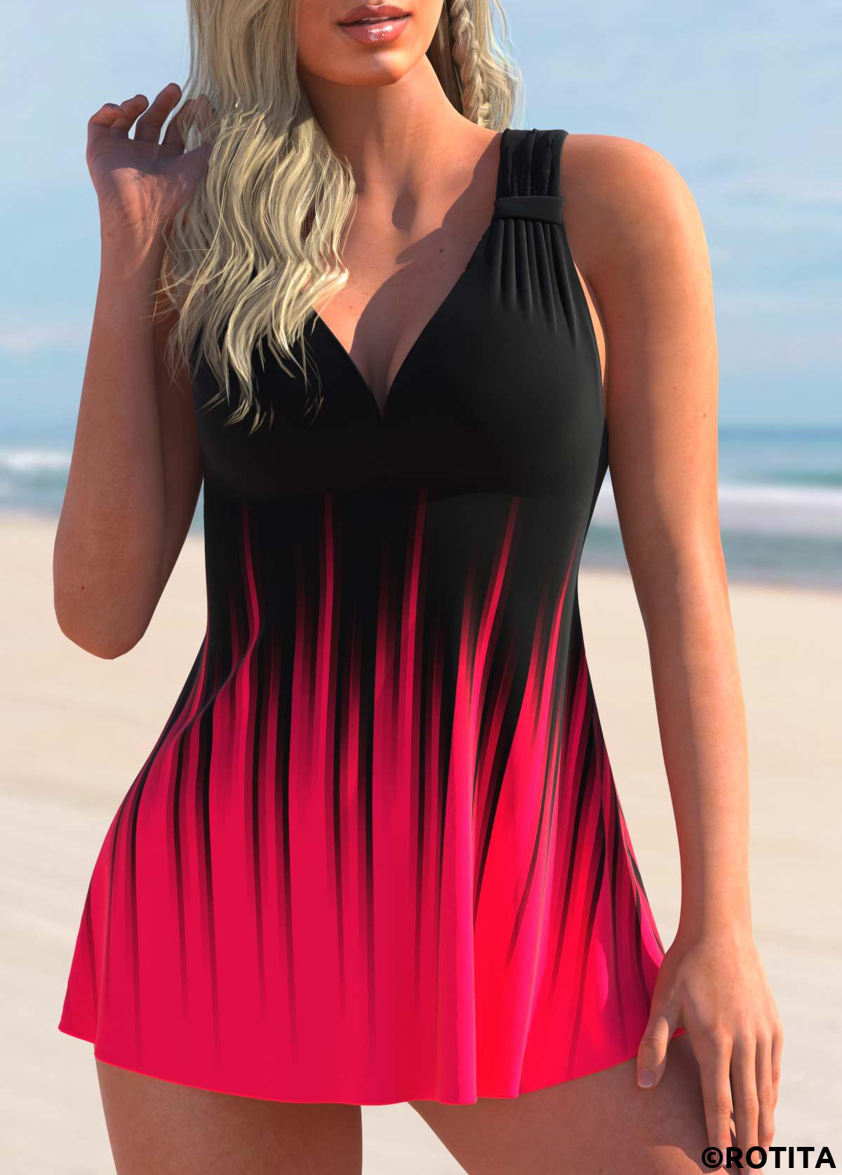 Robe de bain et culotte rose vif ombré Rotita
