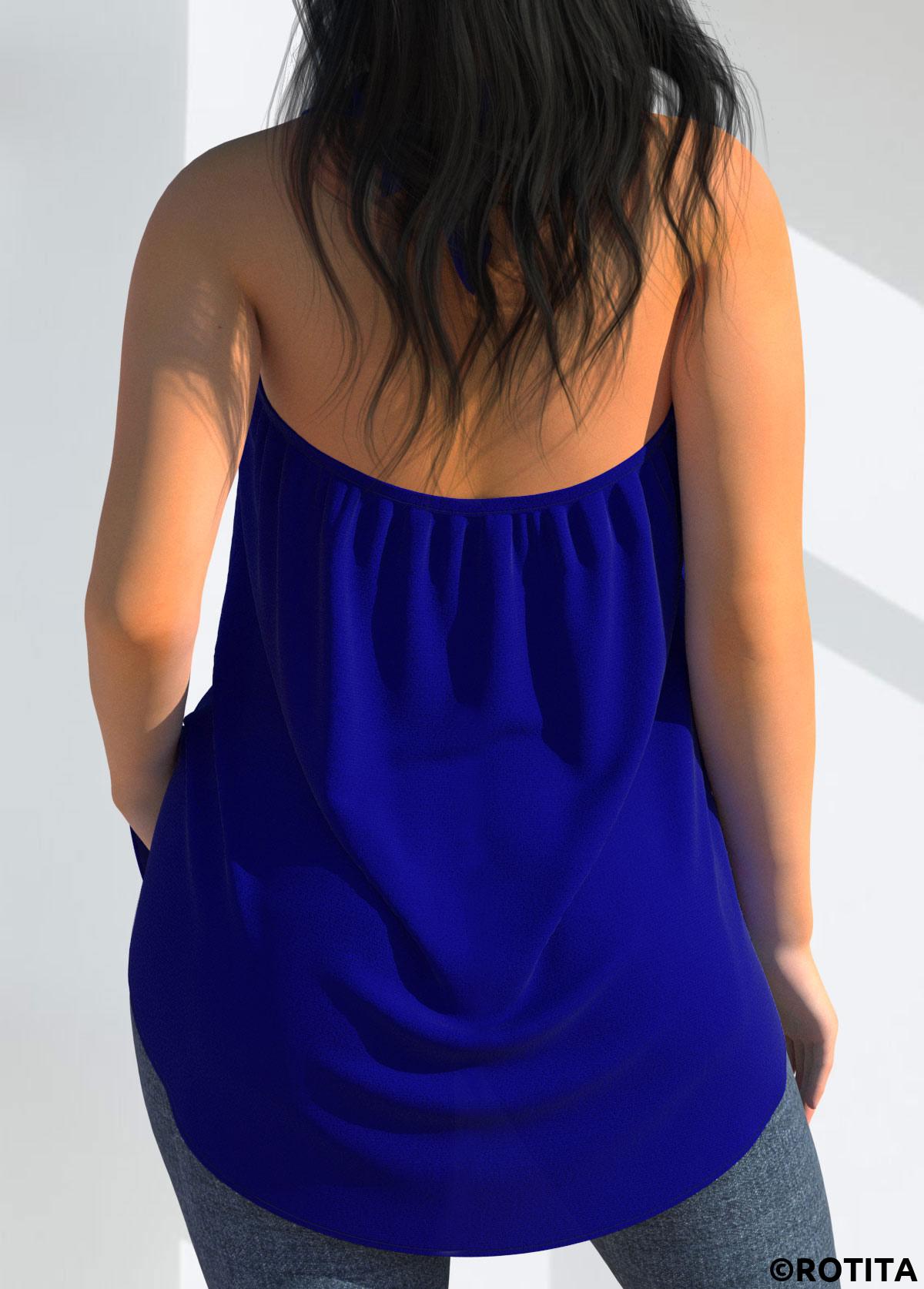 Royal Blue tops,Plain Color tops,ROTITA Royal Blue Halter Cross Front Tank Top