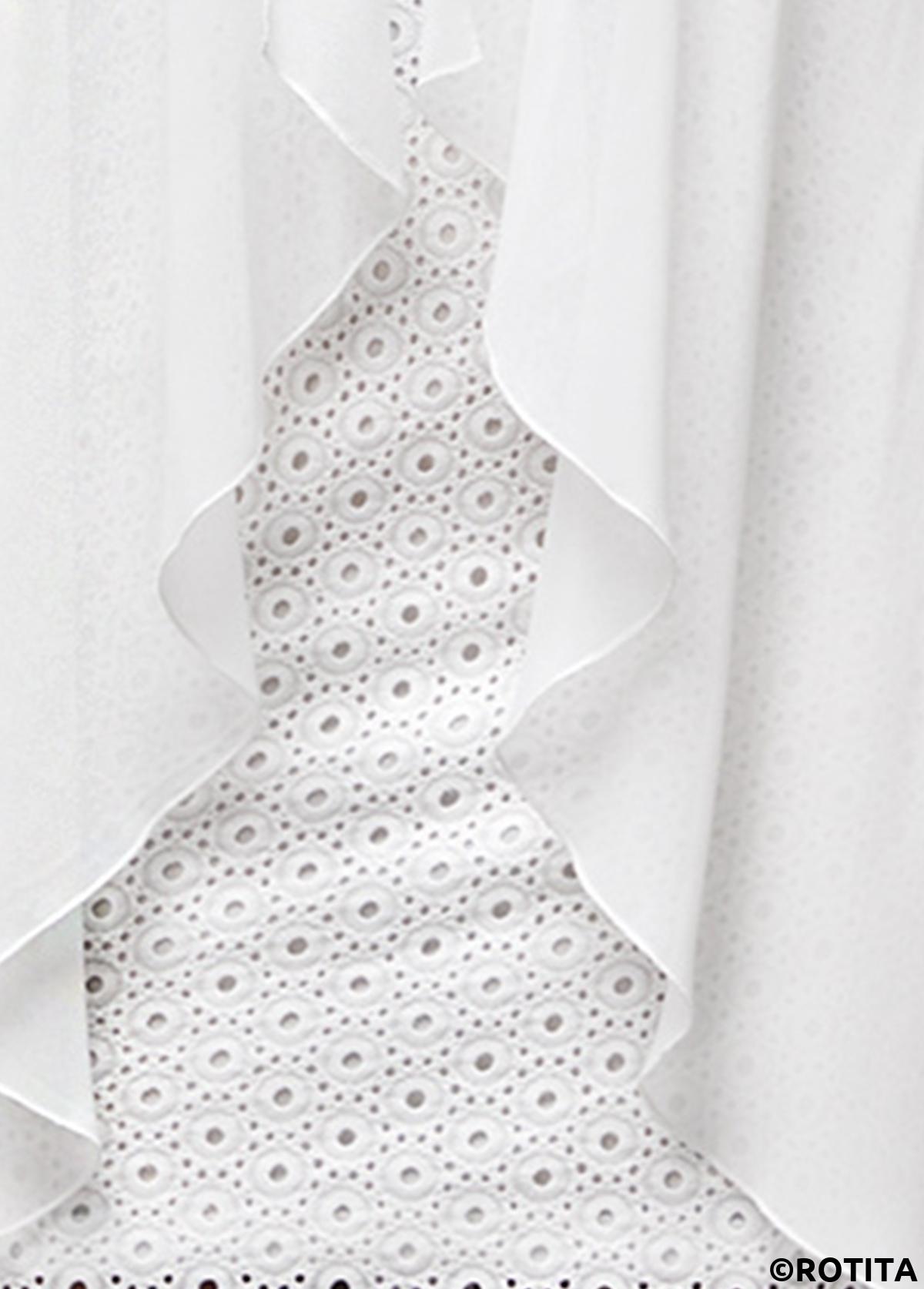 White dresses,Plain Color dresses,Party dresses,Elegant dresses,ROTITA White Round Neck Hollow Embroidered Sleeveless Dress