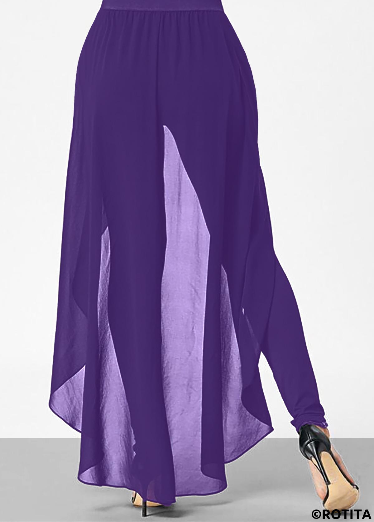 Purple jumpsuits&rompers,Plain Color jumpsuits&rompers,ROTITA Asymmetry Purple Ankle Length Skinny Off Shoulder Jumpsuit
