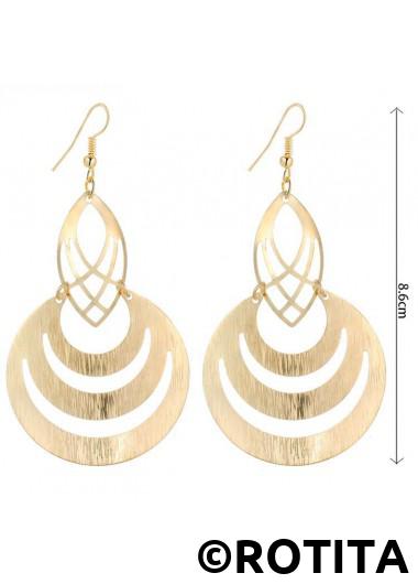 Golden jewelry,Hollow Out Metal Detail Golden Earrings