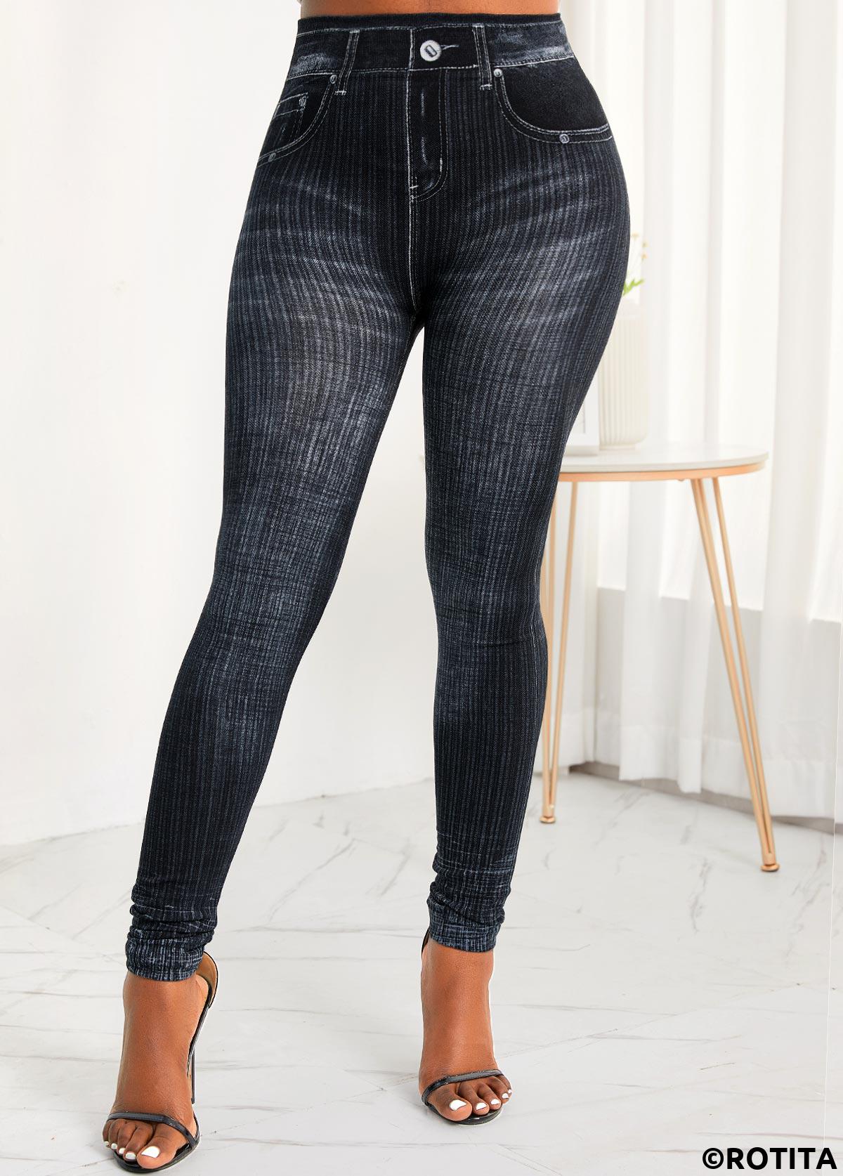 Black bottoms,Plain Color bottoms,Pocket Black Skinny Zipper Fly High Waisted Jeans