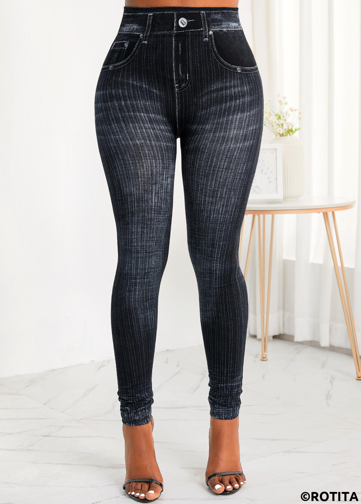 Black bottoms,Plain Color bottoms,Pocket Black Skinny Zipper Fly High Waisted Jeans