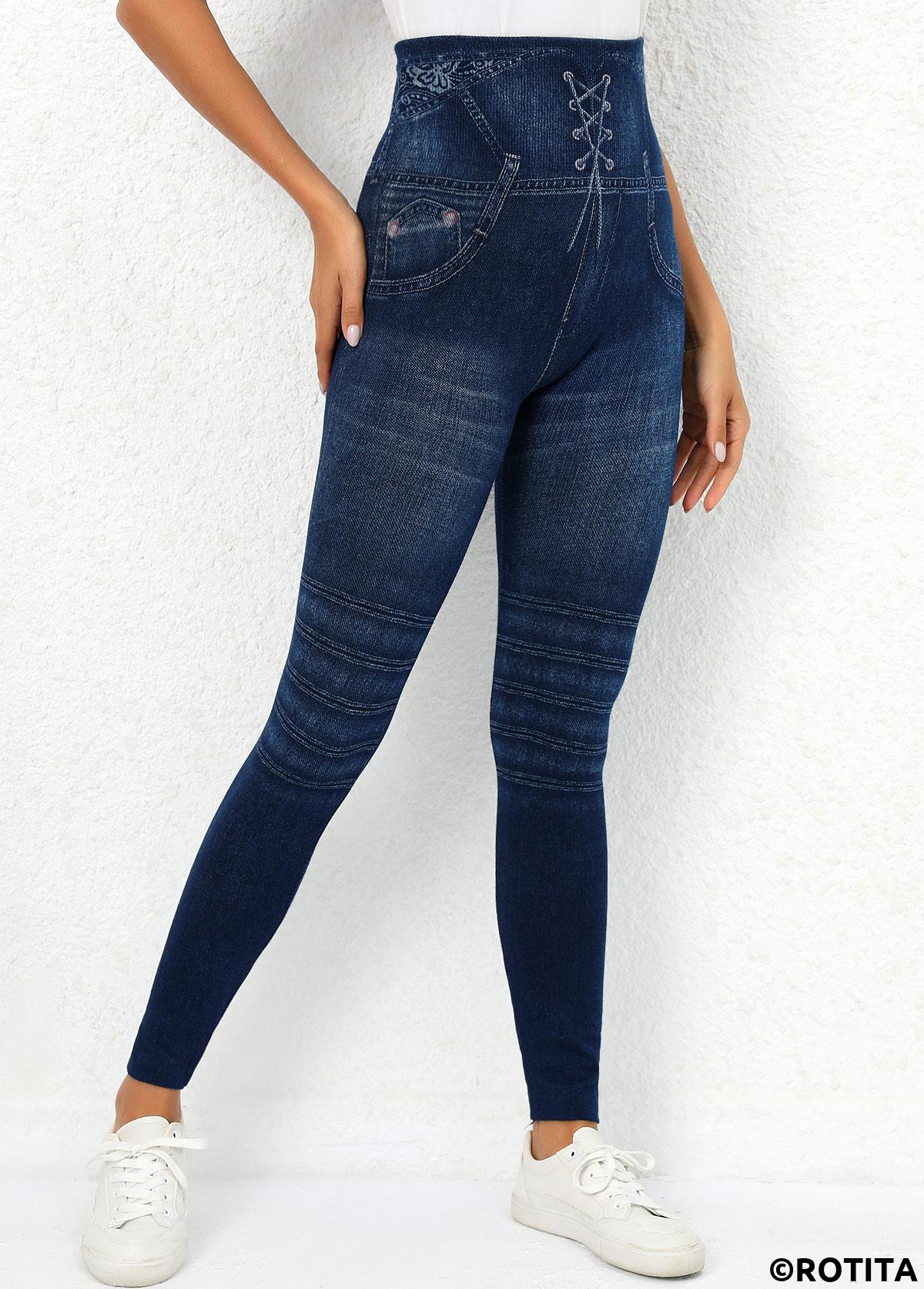 Navy bottoms,Other bottoms,Navy High Waisted Elastic Waist Leggings