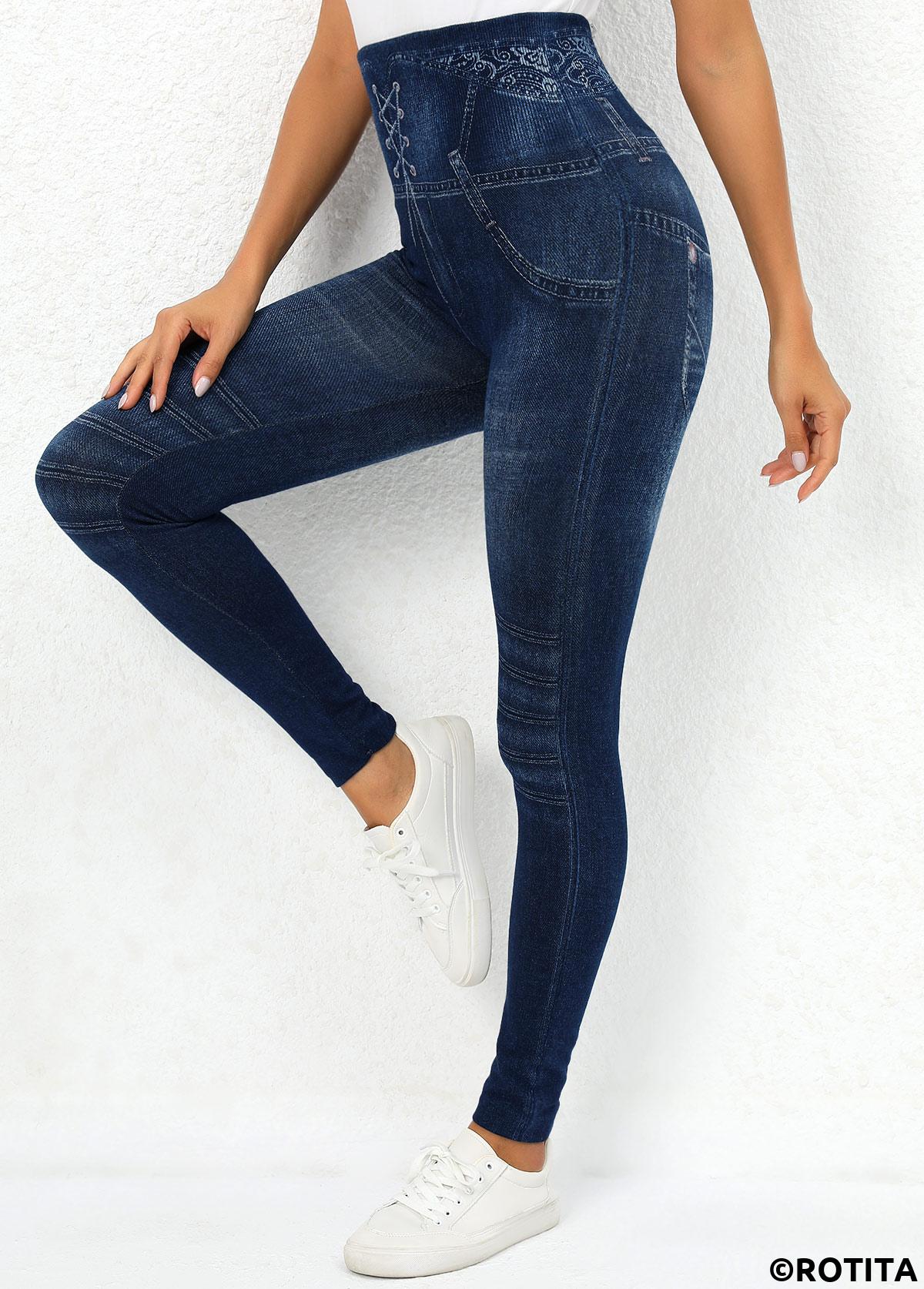 Navy bottoms,Other bottoms,Navy High Waisted Elastic Waist Leggings