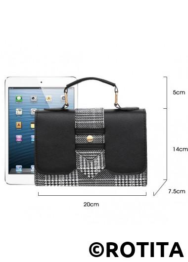 Black accessories,Houndstooth accessories,Houndstooth Print Black Magnetic Shoulder Bag