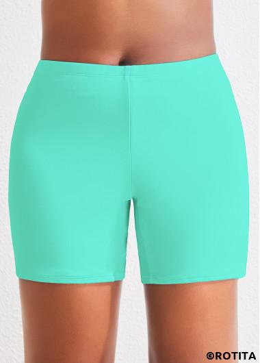 ROTITA Plus Size High Waisted Mint Green Swim Shorts