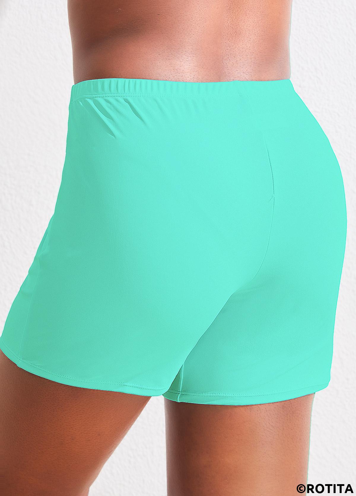 ROTITA Plus Size High Waisted Mint Green Swim Shorts
