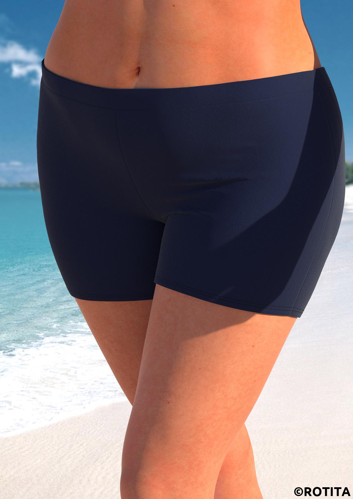Navy plus size,Plain Color plus size,ROTITA Plus Size Mid Waisted Navy Swim Shorts